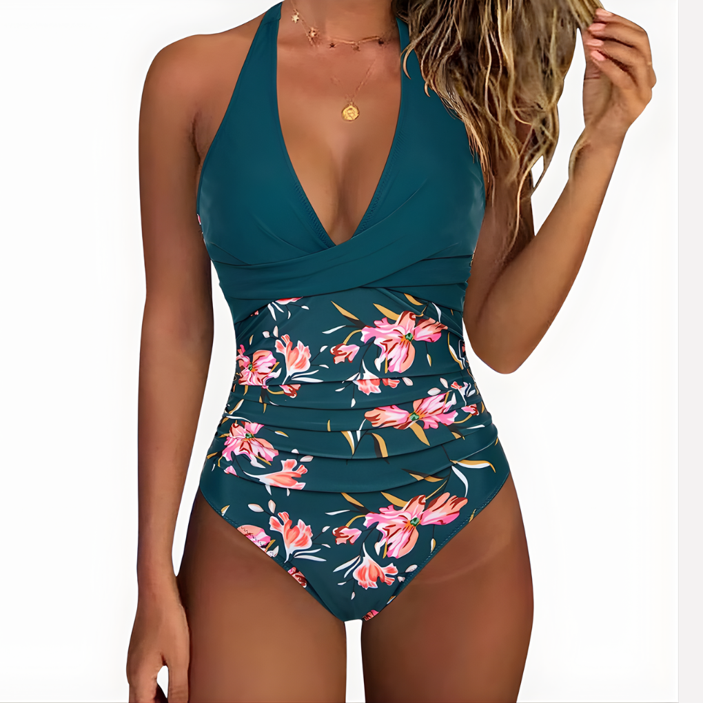 Vert/Fleurs Roses / 2XL
